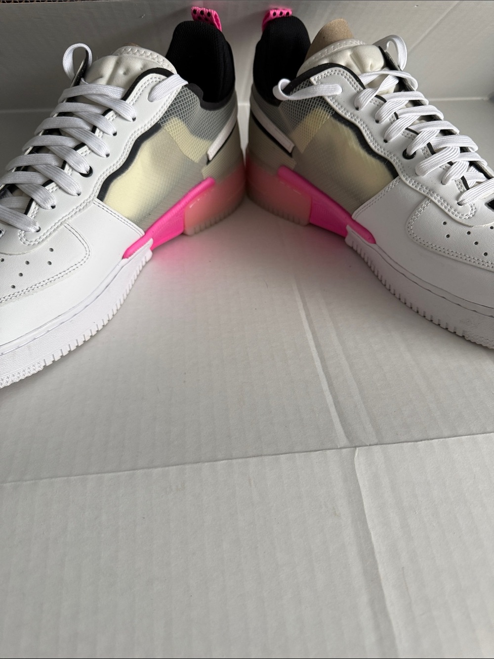 Nike Air Force 1 Low React white Black Pink Spell Sz 15 Like New - Picture 4 of 10